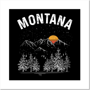 Vintage Retro Montana State Posters and Art